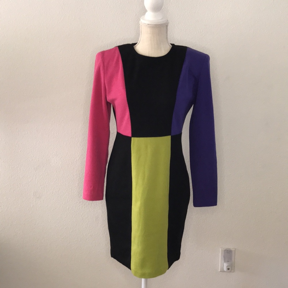Multi-Color Long Sleeve Knit Dress 7/8 VTG